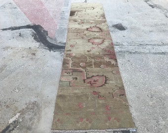 Tapis Oushak Runner / Tapis Narrow Runner / Tapis Turkish Runner / Tapis Runner vintage / Tapis Runner Tapis / Tapis Oriental Runner 2.5x11 pieds, KA300