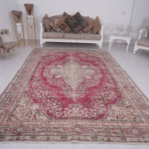 7x11 Rug, Oversize Oushak Rug, Large Turkish Rug, Neutral Vintage Rug, Oushak Area Rug, Faded Rug, Anatolian Rug, Antique Rug, Muted Rug,423
