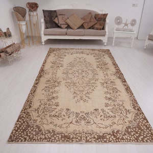 5x10, Rug, Antique Oushak Rug, Faded Turkish Rug, Neutral Vintage Rug, Muted Color Rug,Area Rug 5x10,Old Rug,5x10 Boho Rug,Anatolian Rug,451
