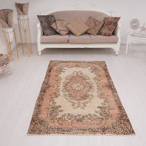 4x7 Rug, Turkish Rug, Oushak Rug, 4x7 Vintage Rug, Neutral Rug, Faded Rug, Muted Oushak Rug, Area Rug, Handmade Wool Rug, Farmhouse Decor,97