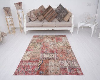 4x6 tapijt, Turks Oushak tapijt, neutraal vintage tapijt, wollen tapijt, Turkse tapijt 4x6, natuurlijk, 4x6 gebiedsdeken, handgemaakt wollen tapijt, vervaagd tapijt, gedempt tapijt, 319
