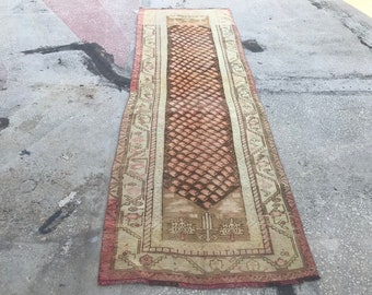 3x11 RUNNER RUG,3.4X11'1 ft,vintage Runner Rug,Turkish Runner Rug,Oushak Runner Rug, Tapis de laine, Tapis de course, Tapis de couloir, Tapis de secteur de couloir, Coureur de rug, KA307