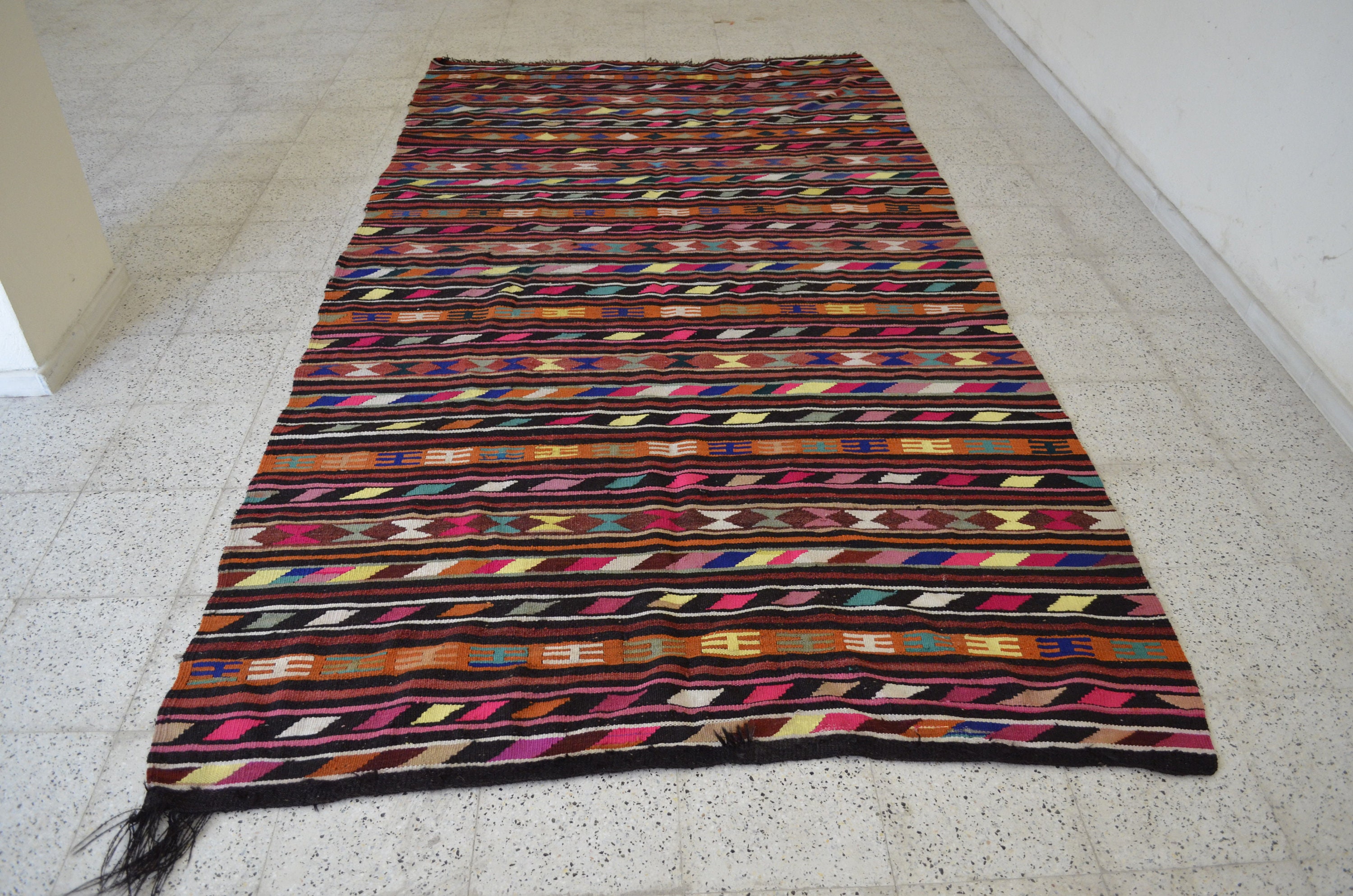 Boho Carpet Loomed Boho Carpet Runner Distressed Vintage Carpet Orange ...