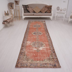 3x30 Teppichläufer, Vintage Teppich Läufer,Oushak Teppichläufer,Türkischer Teppich Läufer,Anatolischer Teppich,Türkischer Teppich,Ausgeblichener Teppich,Neutraler Teppich,132