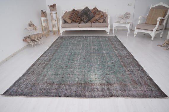 7x10 Rug, Large Vintage Rug, Oushak Rug, Oversize Rug, Turkish Rug 7x10, Vintage Rug, Neutral Rug, Oriental Antique Rug,Natural Rug 7x10,379