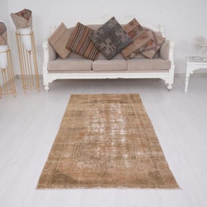 Vintage Rug, 3x7 Rug, Oushak Rug, Turkish Rug, Rug 3x7, Faded Rug, Handmade Wool Rug, Natural Rug, Antique Rug, Anatolian Rug, Boho Rug,785