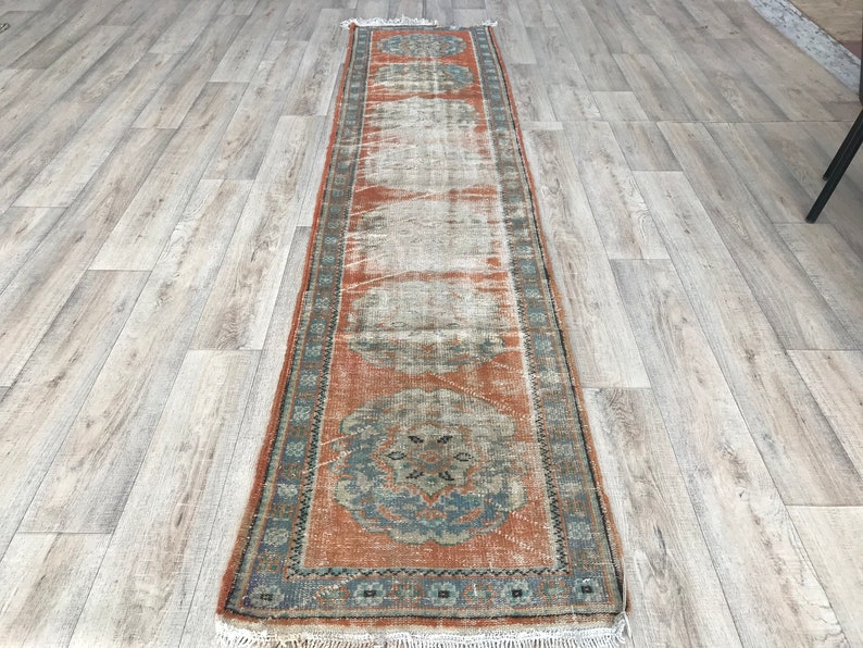 Turkish runner rug neutral runner rug TURKISH VINTAGE RUG efk75 Runner rug 2.4x10.8 feet Kitchen runner rug faded runner rug