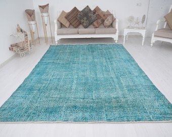 7x10 Rug, Turkish Oversize Rug, Oushak Rug 7x10, Oversize Vintage Rug,Handmade Wool Rug,Large Area Rug,Oversize Rug 7x10,Large Muted Rug,119