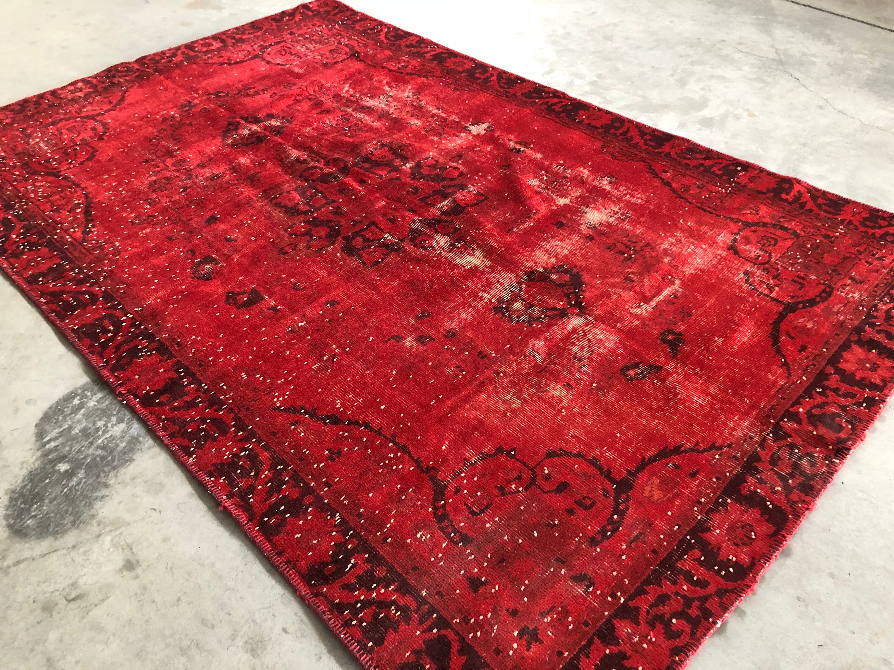 Red and Black Rug Rugs Vintage Rug 5.6 X 8.6 Feet Oushak Etsy UK