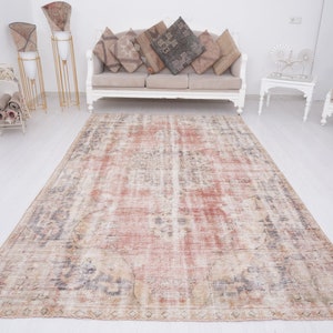 6x9, Rug, Turkish Rug, Faded Rug, Muted Oushak Rug, Vintage Rug 6x9, Natural, Handmade Wool Rug, Antique Rug,Turkey Carpet,Muted Rug 6x9,226