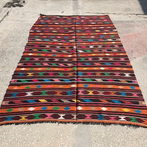 ethnic rug , kilim rug , nomadic rug , turkish rug , vintage rug Free Shipping 5.8 x 9.8 ft anatolian kilim rug , wool rug boho rug KIL05