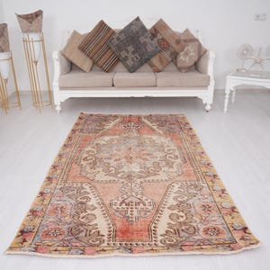 4x7, Rug, Soft Small Rug, Turkey Carpet, Vintage Rug, 4x7 Turkish Rug, Faded Rug, Old Rug, Handmade, Wool, 4x7 Boho Decor, Anatolian Rug,232