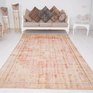 6x10 Turkish Rug,Large Vintage Rug,Muted Oushak Rug,Antique Oversize Rug,Faded Rug 6x10,Oushak Rug 6x10,Turkish Vintage Rug,Natural Rug,67