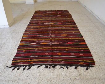 手作りのヴィンテージトルコキリムラグ（5.22 x 11.42フィート