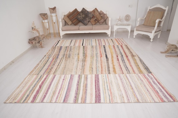 faded turkish rug, large vintage rug 8x10, antique kilim rug, oversize oushak rug 8x10, unique area rug, decorative rug, 810