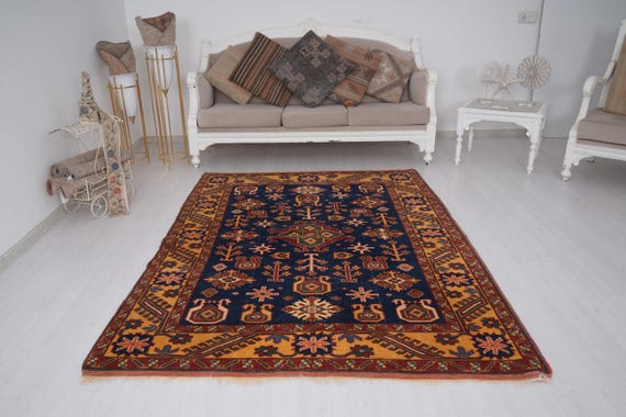 5x7 rug, faded turkish rug, anatolian area rug, 5x7 muted rug, vintage rug 5x7, antique oushak rug,neutral rug,handknotted rug,wool rug,234