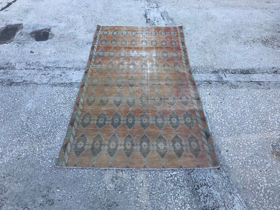 3x6 VINTAGE RUG, 3.2x6.1, Turkish Oushak Wool Rug, Oriental