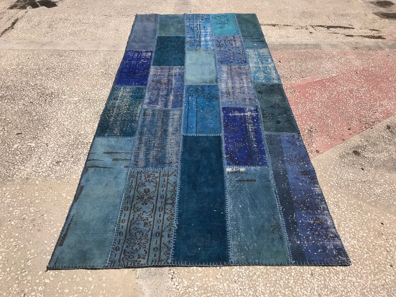 Patchwork Frayed Rug Turkish Patchwork Vintage Oushak Rug, Runner Rug, Patch Carpet ...