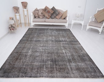 Area Rug 7x10, Turkish Vintage Rug, Oversize Rug, Turkish Wool Rug, Oushak Rug 7x10, Vintage Area Rug, Gray Large Rug,Boho Rug,7x10 Rug,972