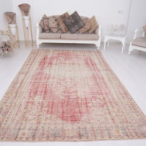 6x10 Turkish Rug, Faded Rug, Vintage Rug 6x10, Handmade Rug, Area Rug, Turkey Rug, Kitchen Rug,Neutral Rug,Large Rug,Oushak Rug,6x10 rug,769