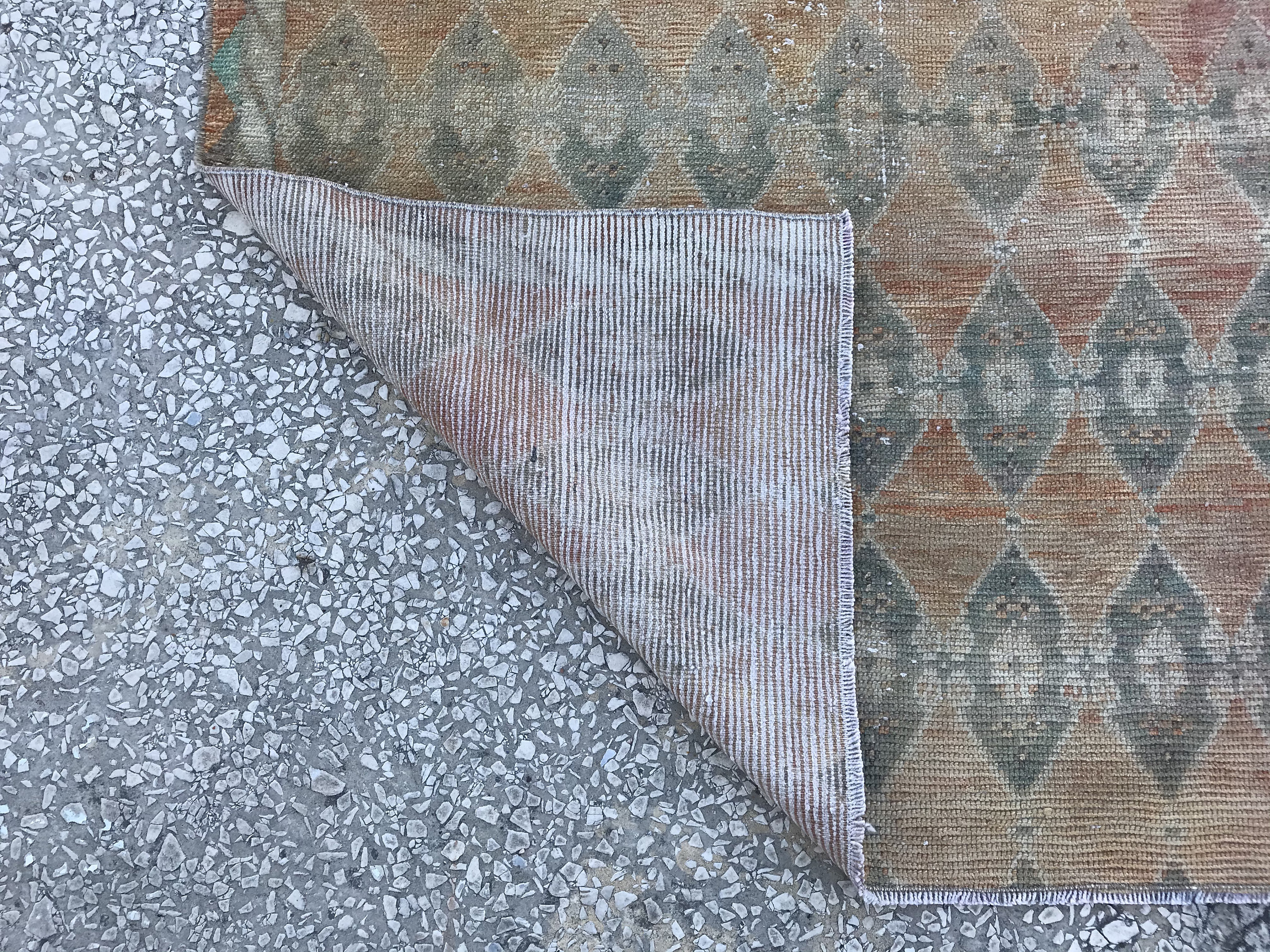 3x6 VINTAGE RUG, 3.2x6.1, Turkish Oushak Wool Rug, Oriental