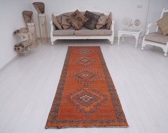 3x10 Runner Rug, Vintage Runner Rug, Turkish Rug, Oushak Rug, Natural Wool Rug, 3x10 Turkish Runner, Oushak Runner,Hallway Runner 3x10,218
