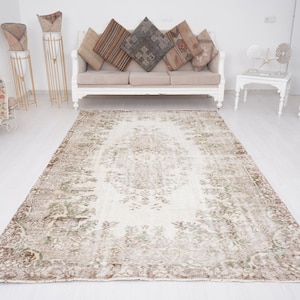 6x9 Rug, Faded Rug, Natural Rug, 6x9 Turkish Rug, Vintage Rug, Oushak Rug 6x9,Home Decor Rug,Turkey Carpet,Muted Rug,Living Room Rug 6x9,995