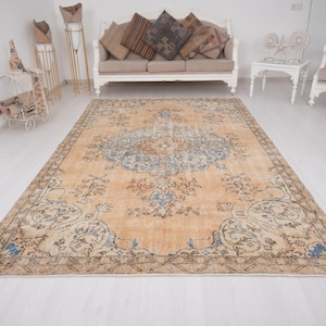6x10 Area Rug,Oversize Turkish Rug, 6x10 Vintage Rug,Oushak Rug 6x10,Neutral Rug,6x10 Turkish Rug,Handmade Rug,Vintage Area Rug,Faded Rug,64