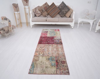 2x7 Turkish Runner, Vintage Runner Rug, Handmade Runner, Hallway Rug 2x7, Oushak Runner Rug, Anatolian Rug, Faded Runner Rug, 2x7 Runner,266