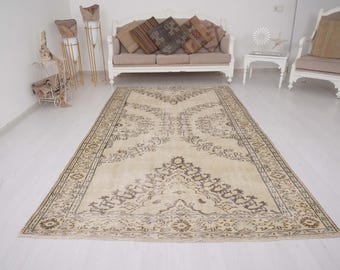 6x10 Vintage Rug, Turkish Large Rug, Oushak Rug 6x10, Floor Area Rug, Muted Rug, Antique Turkish Rug, Wool Rug,Large Vintage Rug,Carpet,456