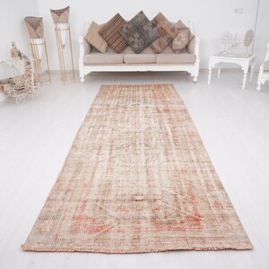 4x11 Runner, Natural Runner Rug, Vintage Runner, Oushak Runner Rug, Vintage Rug 4x11,Turkish Runner Rug,Turkish Rug,Faded Rug,Oushak Rug,147