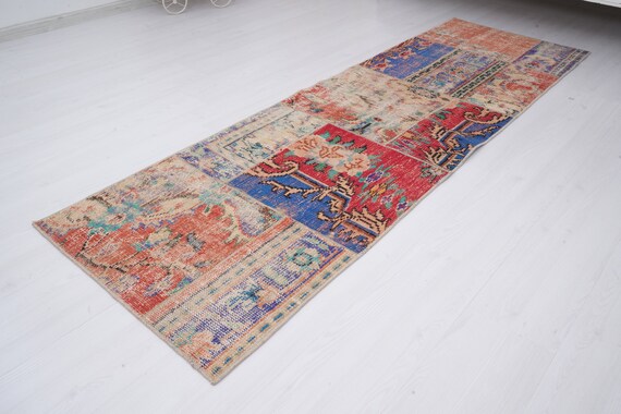 トルコ製ランナーラグ、ヴィンテージランナーラグ、2x7 ランナーラグ
