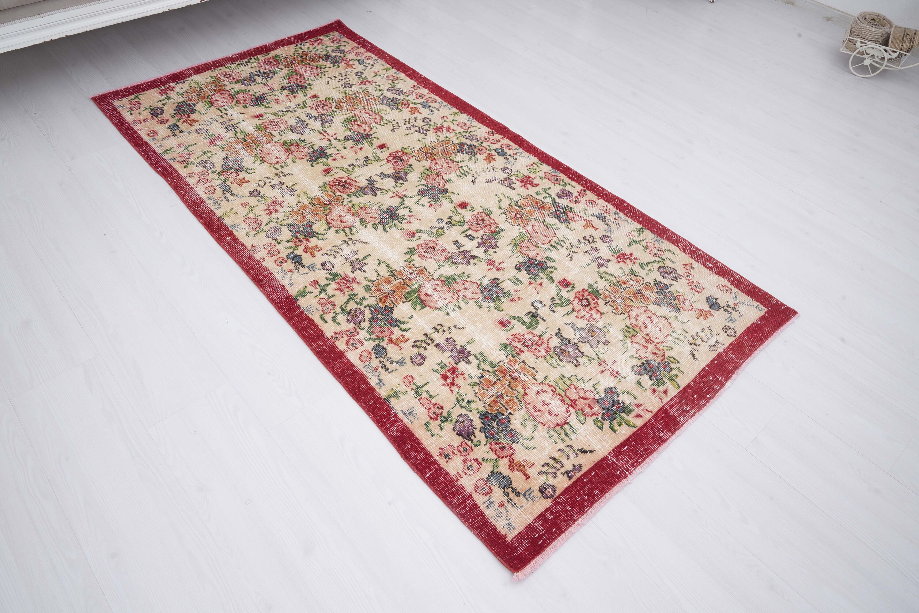 3x7 トルコラグ、ヴィンテージラグ 3x7、ウシャックランナーラグ