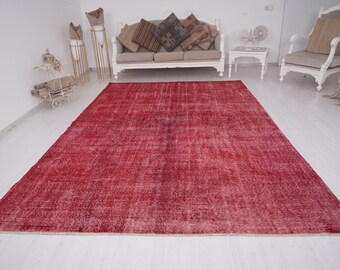 7x11 Turkish Rug, Large Rug 7x11, Vintage Rug, Oushak Rug, 7x11 Rug, Faded Rug, Decorative Bedroom Carpet, Turkey Oversize Carpet, 225