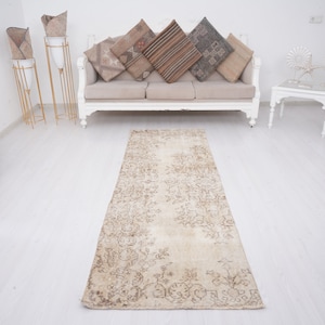 3x7 Rug, Turkish Runner Rug, Oushak Runner Rug, Vintage Runner 3x7, Anatolian Rug, Antique Turkish Rug,Vintage Rug,Faded Rug,Neutral Rug,717