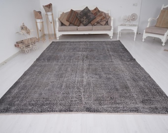 7x10 Rug, Oushak Area Rug, Turkish Rug 7x10, Vintage Rug, Handmade Wool Rug, Faded Area Rug, Oversize Rug 7x10, Neutral Rug, Muted Rug, 67