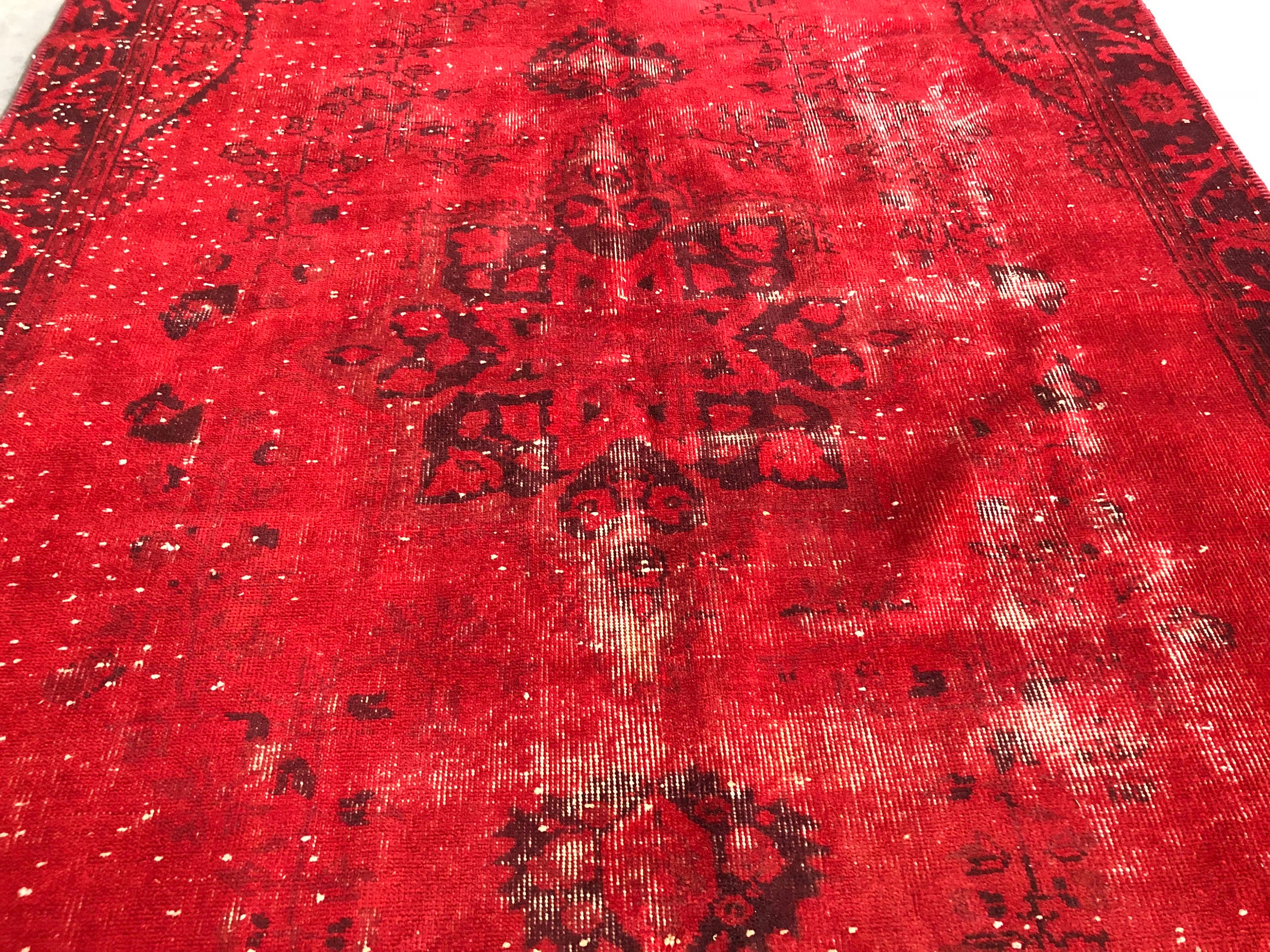 Red and Black Rug Rugs Vintage Rug 5.6 X 8.6 Feet Oushak Etsy UK