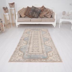 3x7 Runner Rug, Vintage Rug 3x7, Oushak Runner Rug, Turkish Rug, Faded Rug, Muted Rug,Hallway Rug,Kitchen Runner Rug,3x7 Rug,Runner Rug,39