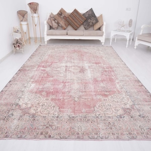 7x12 rug, Oversize Vintage rug, Turkish rug 7x12,Oushak rug,Neutral Area rug,Turkey rug,Vintage Area rug,Antique rug,Large Anatolian rug,465