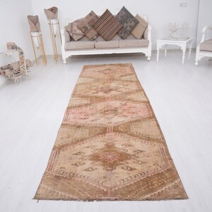 3x11 Teppich Läufer, Kelim Teppich, Vintage Teppich Läufer, Ausgeblichener Teppich Läufer, Kelimteppich 3x11 334, Neutraler Läufer, Teppichläufer, Kelimteppich 3x11 334