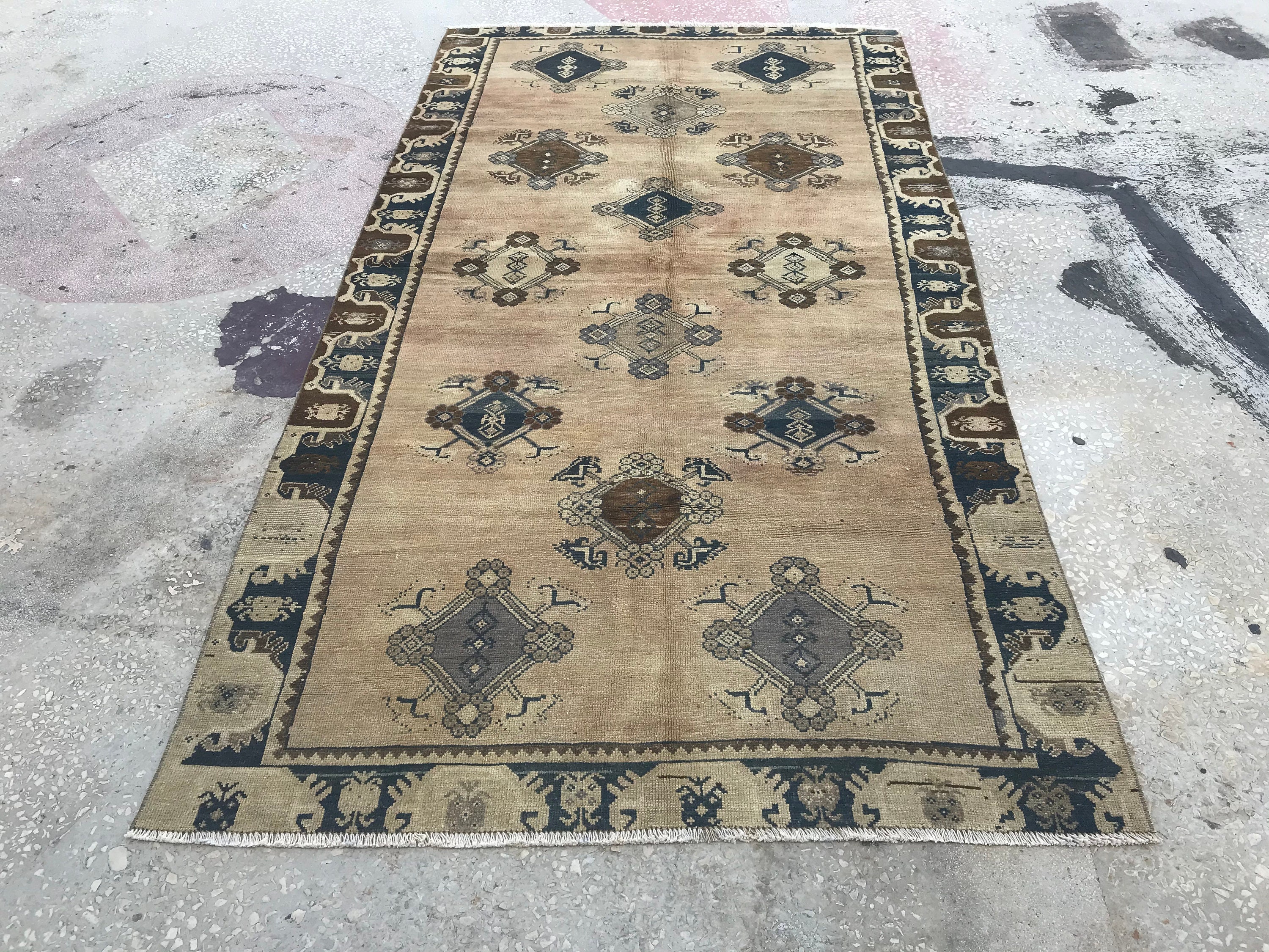 runner rug turkish rug vintage rug Free Shipping 4.3 x 12.8 ft oushak runner rug organic wool rug MB6520 floor rug hallway rug