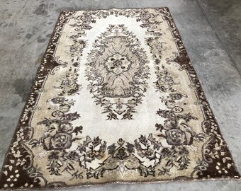 Tapete grande vintage, tapete turco, tapete oushak 3.5x5.6, frete grátis tapete de sala de estar, tapete de lã, tapete feito à mão, tapete de área, tapete decorativo, b109