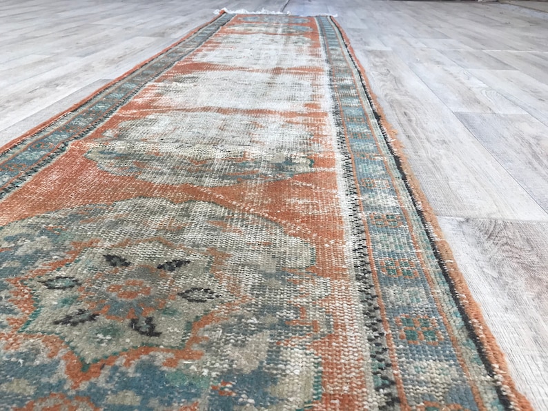 Turkish runner rug neutral runner rug TURKISH VINTAGE RUG efk75 Runner rug 2.4x10.8 feet Kitchen runner rug faded runner rug