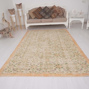 Turkish Rug 6x9, Vintage Rug, Area Wool Rug, Oushak Rug 6x9, 6x9 Boho Rug, Bohemian Rug, Antique Rug, Faded Natural Rug, Turkey Rug, 329