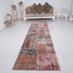 3x28 Teppich Läufer, Kelim Teppich, Vintage Teppich Läufer, Teppichläufer, Kelimteppich 3x11.310, Türkiser Teppich, Handgeknüpfter Teppich, Handgeknüpft