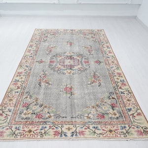 5.4x8.9 ft, Oushak Turkish rug, Vintage Rug, Farmhouse Decor, Anatolian Rug, Muted Rug, Area Rug, Antique rug, Faded Rug, Turkish Carpet, 44