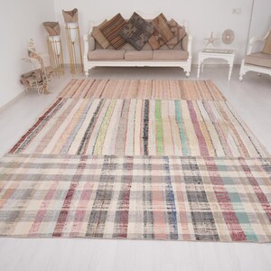 8x11 Rug, Oversize Oushak Rug, Faded Turkish Rug, Neutral Vintage Rug, Handmade Wool Rug,Turkey Rug, Turkish Rug 8x11,Large Area Carpet,812