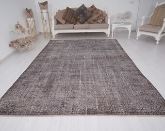 turkey large rug,faded oushak handmade rug,7x10 turkish rug,neutral oversize rug,vintage rug 7x10,antique rug,vintage area rug,faded rug,342