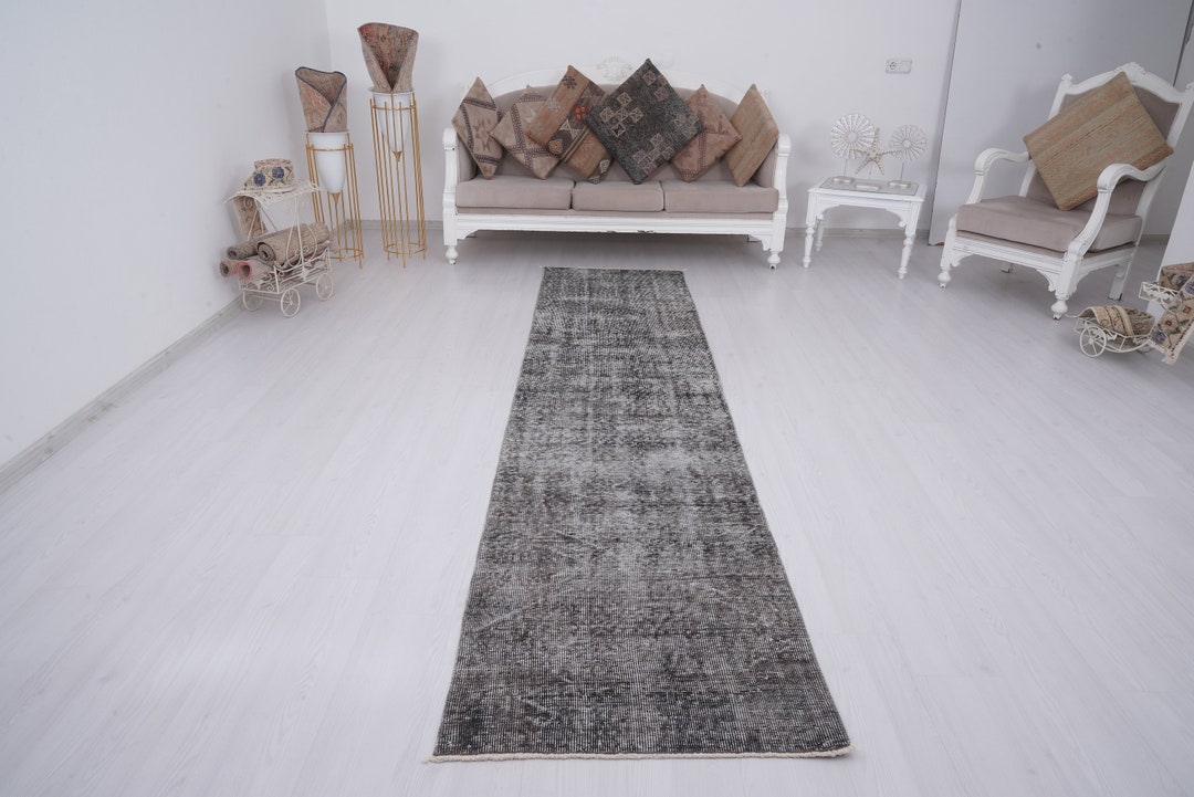 2x10 Runner Faded Turkish Runner Gray Vintage Runner Muted Etsy