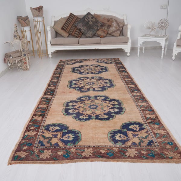 Natural Runner, Soft Runner 4x10, Anatolian Runner, Turkish Runner Rug, Vintage Runner,Oushak Runner Rug,4x10 Runner Rug,Antique Runner,237